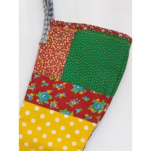 Vintage Handmade Patchwork Christmas Stocking Big Holiday Country Decoration (cb - Picture 4 of 8